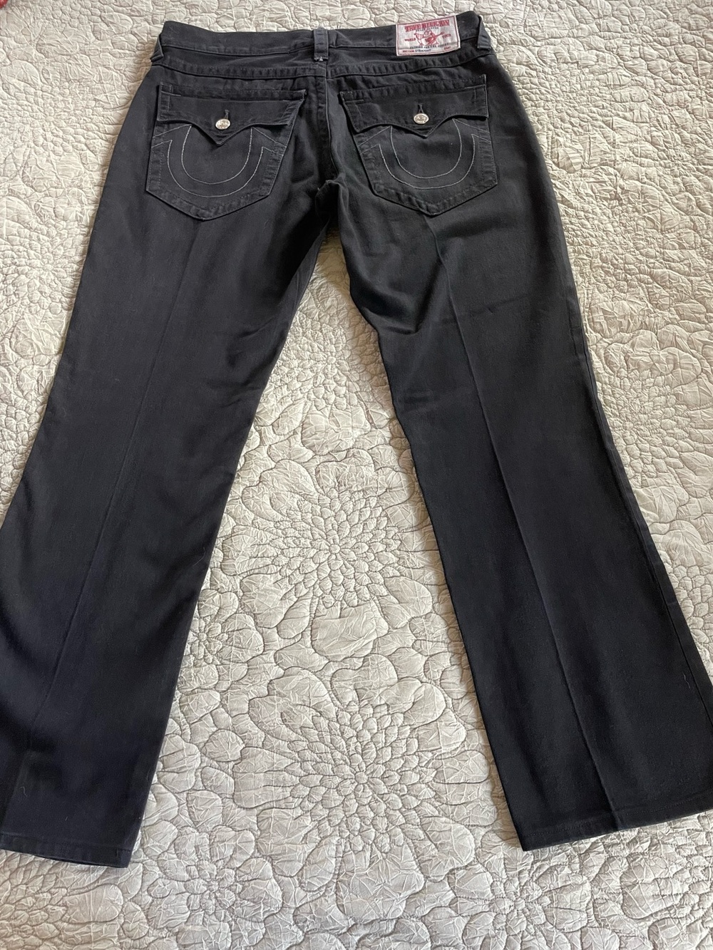 Men’s True Religion World Tour Black Strait Leg Pants Jeans Size 38/32